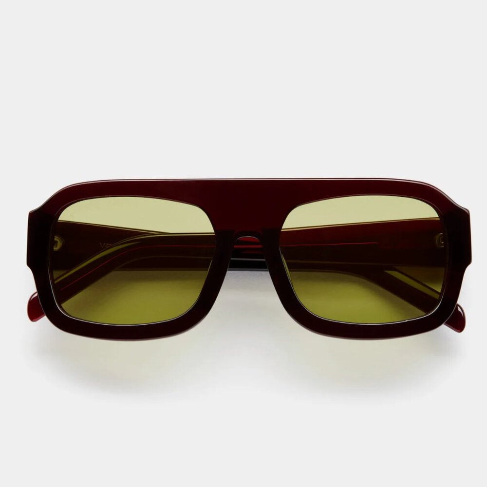 VEHLA Burgundy Frame Sunglasses with Olive Green Lenses